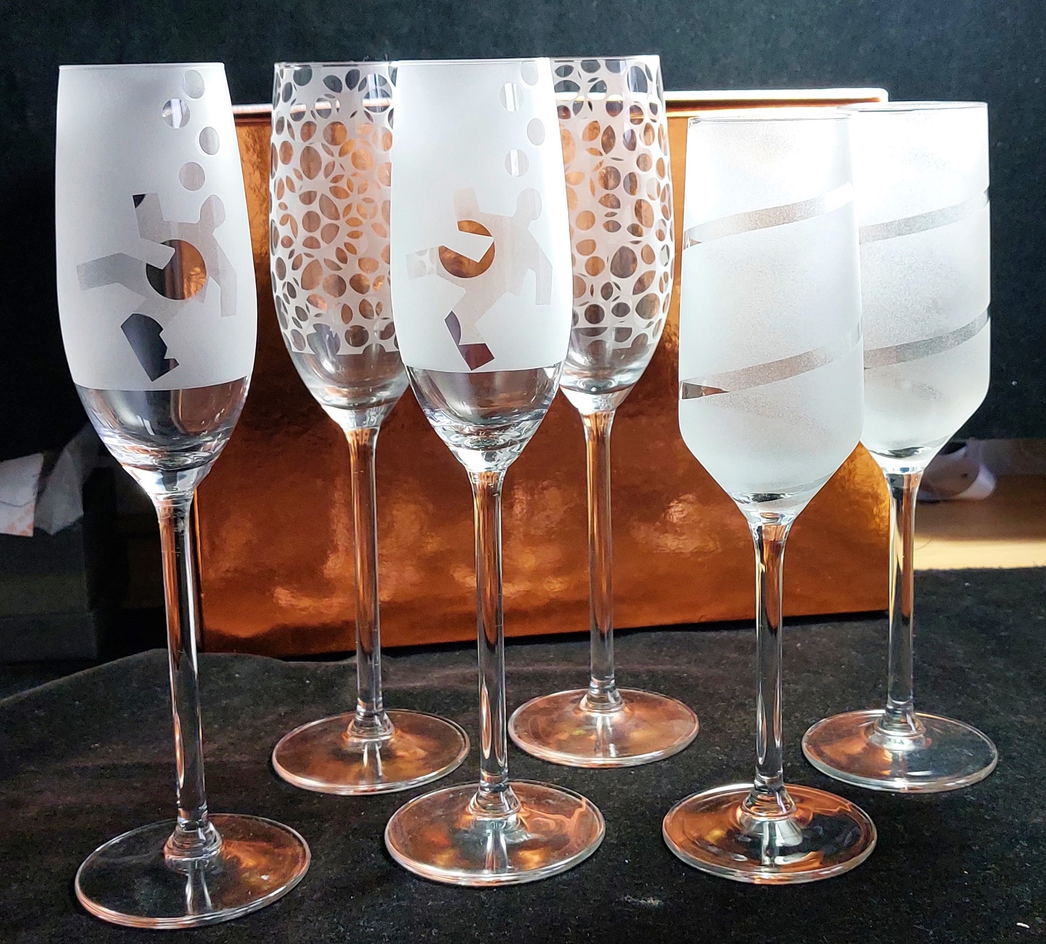 gezandstraalde champagneglazen