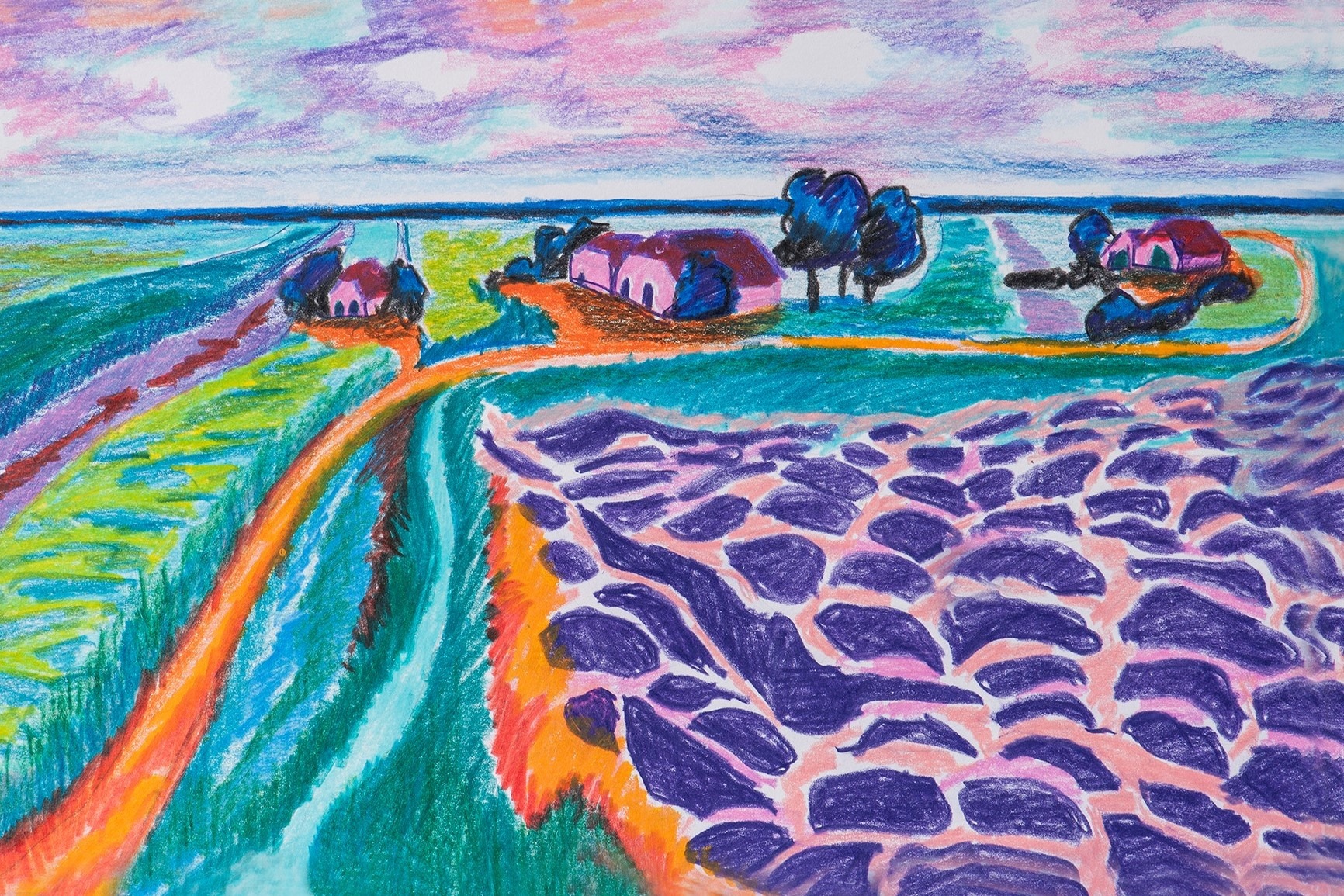 08-08-2021. Juliet volgt het Pieterpad en maakt onderweg tekeningen van opvallende plekken, landschappen. © wim van der ende