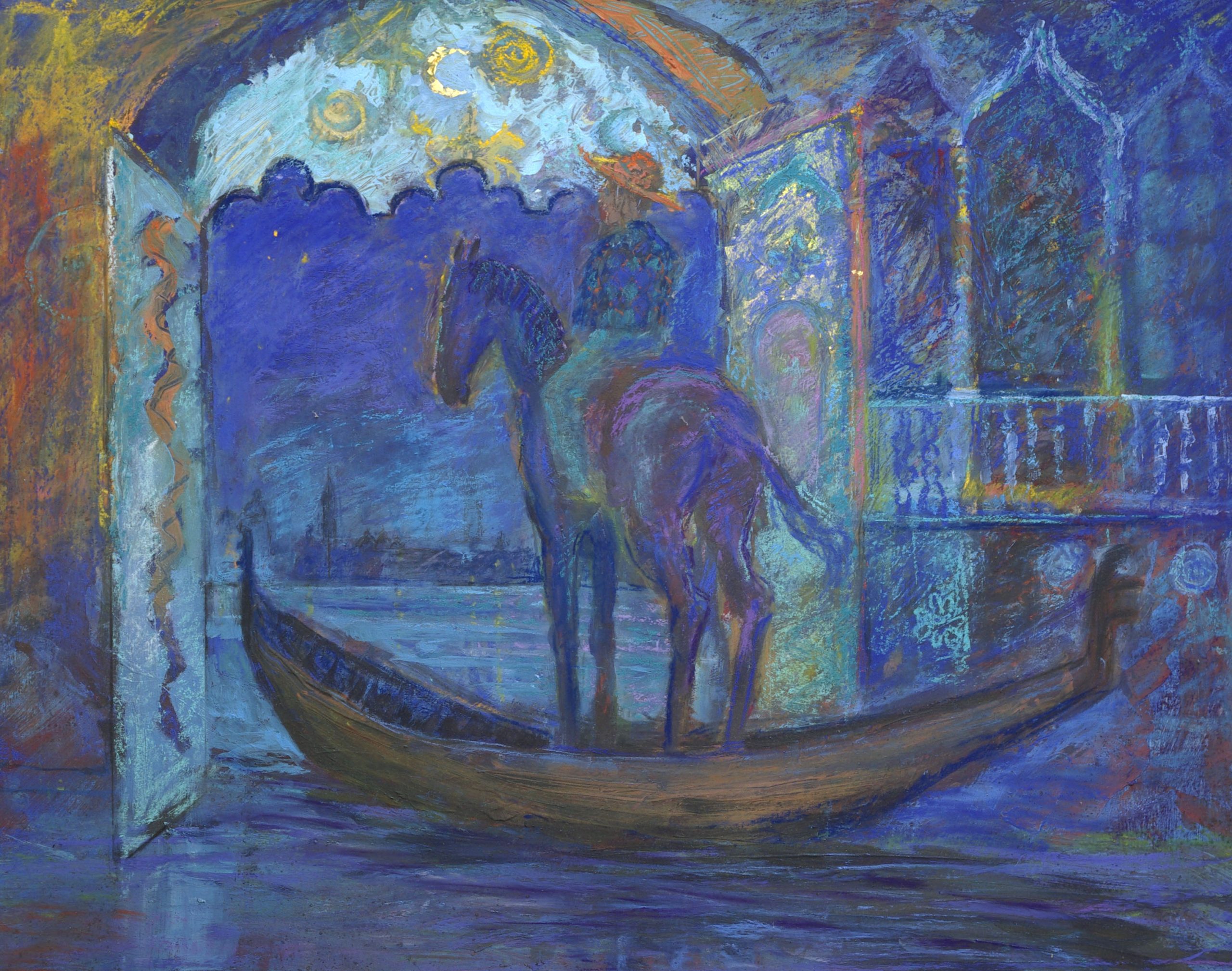 Venetiaanse droompoort', acryl en pastel,46 x 57 cm